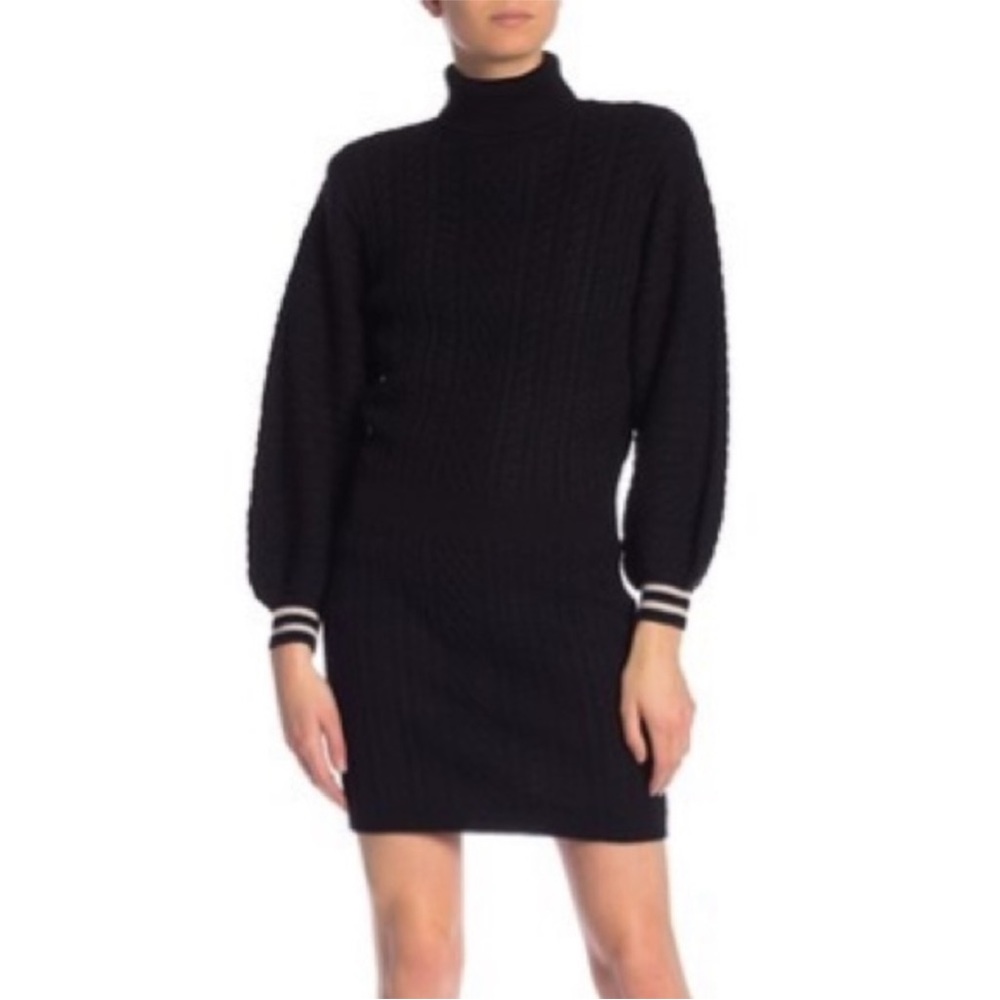 Joie Black Cable Knit Bishop Turtleneck Dress. Great condition. Size XS